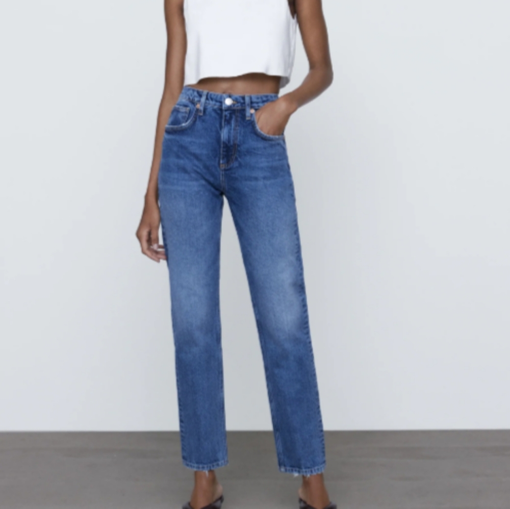 ZARA High Rise Straight Leg Jeans